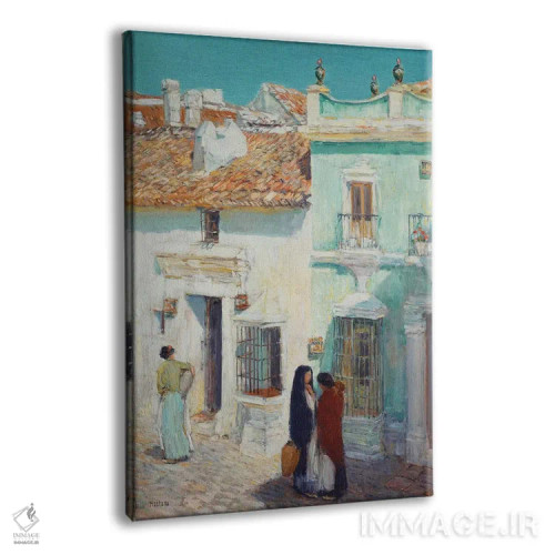 تابلو La Ronda, Spain, 1910,صحنه خیابان، لا روندا، اسپانیا، ۱۹۱۰ اثر چایلد هسام (نقاش امپرسیونیست آمریکایی) - نمای پرسپکتیو محصول