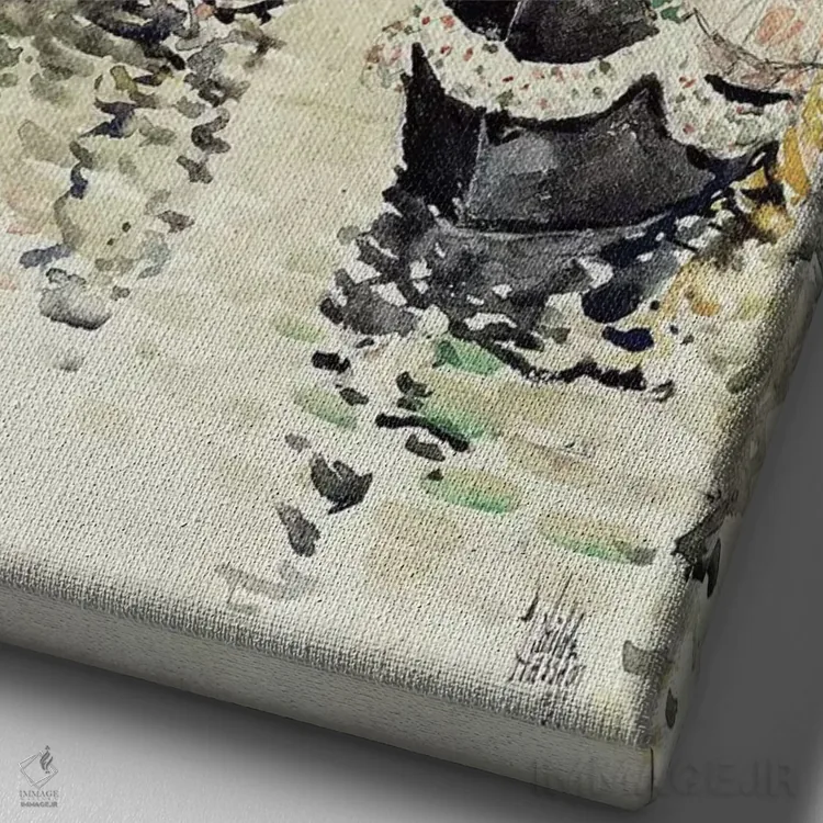 تابلو 1891,مسابقهٔ قایقرانی ونیزی، ۱۸۹۱ اثر چایلد هسام (نقاش امپرسیونیست آمریکایی) - نمای نزدیک بافت بوم