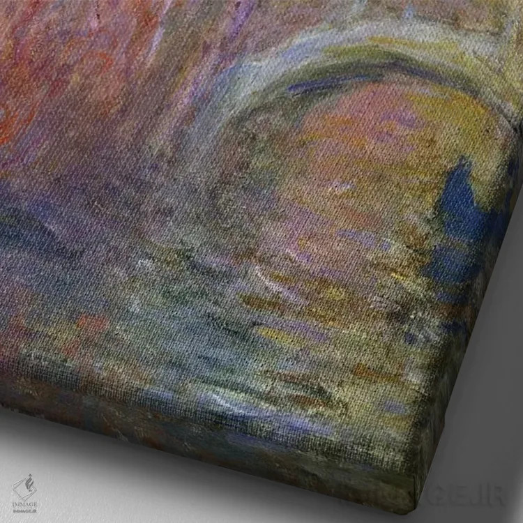 تابلو 1908,رود سالوته، ۱۹۰۸ (ونیز) اثر کلود مونه (نقاش معروف فرانسوی) - نمای نزدیک بافت بوم