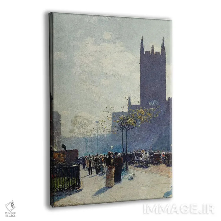 تابلو 1890,پایین خیابان پنجم، ۱۸۹۰ اثر چایلد هسام (نقاش امپرسیونیست آمریکایی) - نمای پرسپکتیو محصول