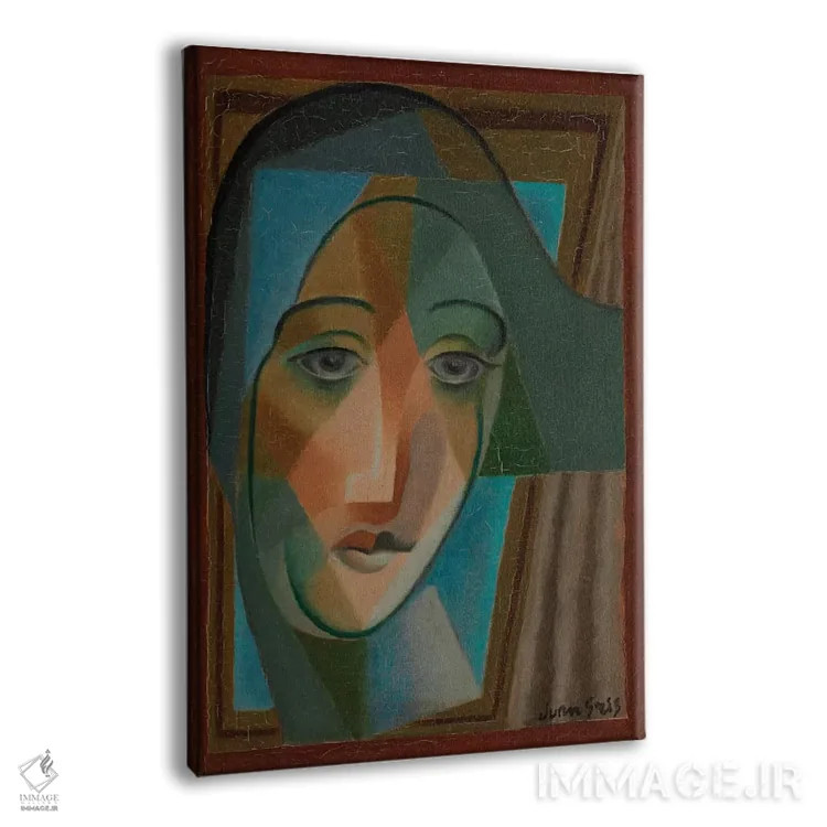 تابلو 1924،سر دلقک (هارلکوین)، ۱۹۲۴ اثر خوان گрис (نقاش کوبیست اسپانیایی) - نمای پرسپکتیو محصول