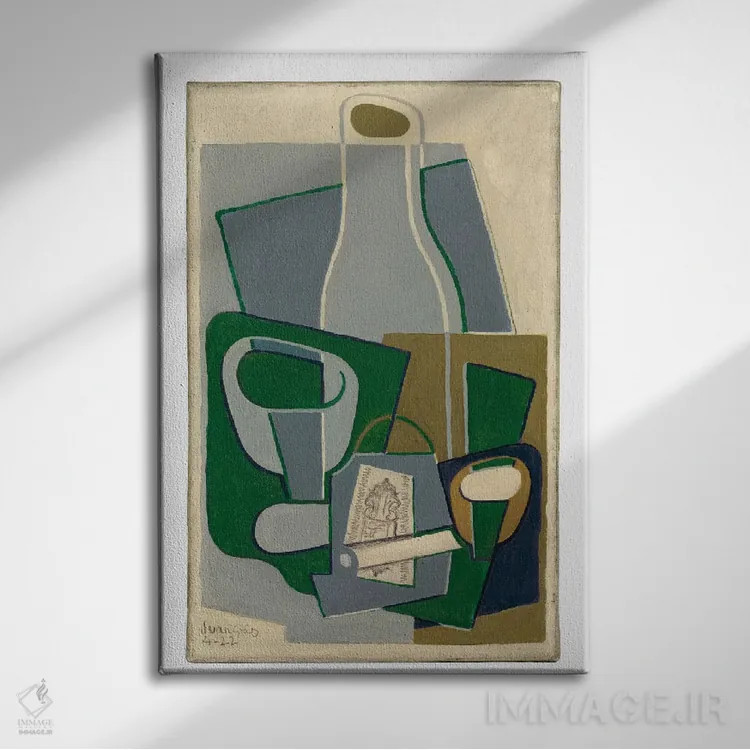 تابلو 1922،پیپ و بسته توتون، ۱۹۲۲ اثر خوان گрис (نقاش کوبیست اسپانیایی) - نمای روبهرو روی دیوار