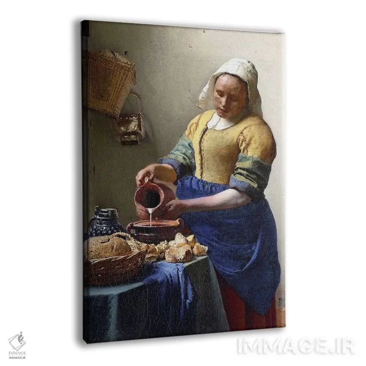تابلو دوشنده شیر در بزرگنمایی اثر یوهانس ورمیر (نقاش هلندی) - نمای پرسپکتیو محصول