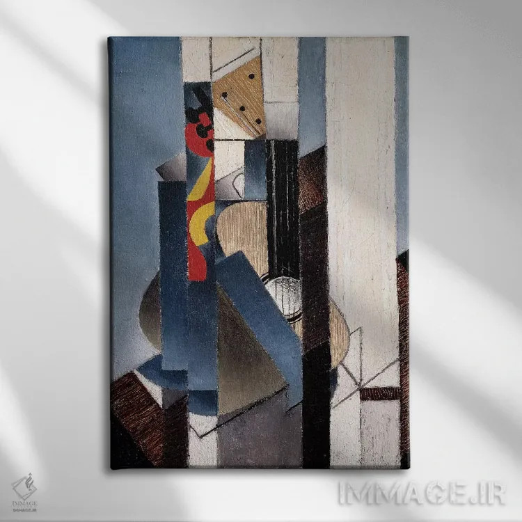 تابلو 1913،گیتار، ۱۹۱۳ اثر خوان گрис (نقاش کوبیست اسپانیایی) - نمای روبهرو روی دیوار