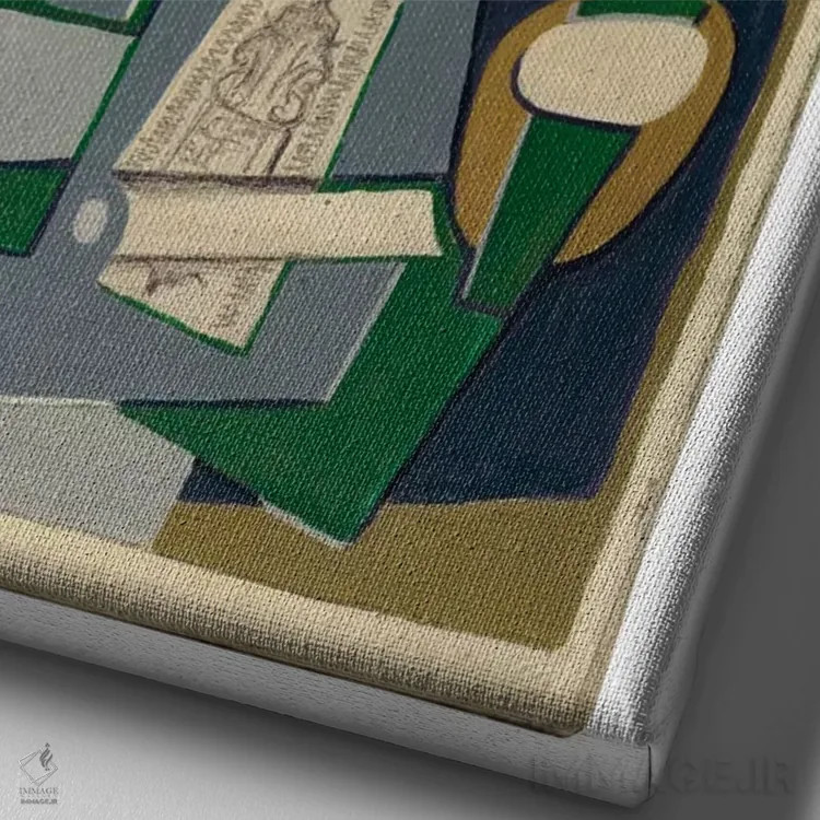 تابلو 1922،پیپ و بسته توتون، ۱۹۲۲ اثر خوان گрис (نقاش کوبیست اسپانیایی) - نمای نزدیک بافت بوم