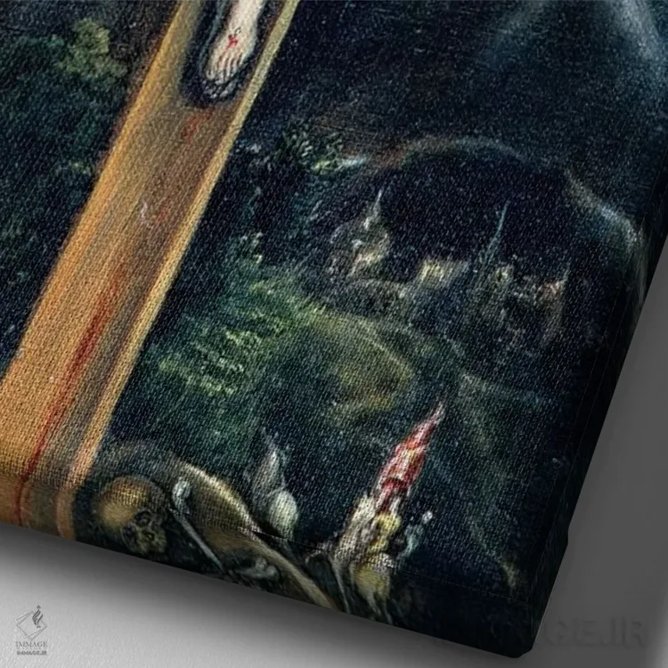 تابلو مصلوب شدن (خانه و موزهٔ ال گرکو) اثر ال گرکو (نقاش یونانی-اسپانیایی) - نمای نزدیک بافت بوم