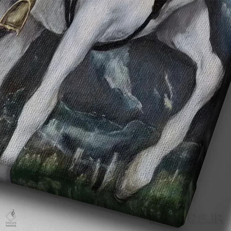 تابلو سن مارتین و گدا، ۱۵۹۷-۱۵۹۹ (گالری ملی هنر) اثر ال گرکو (نقاش یونانی-اسپانیایی) - نمای نزدیک بافت بوم