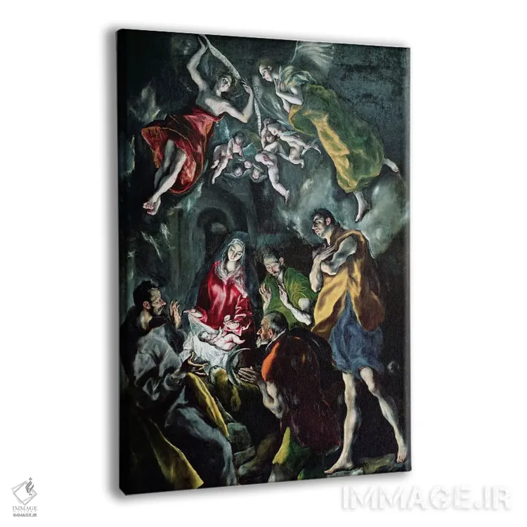 تابلو پرستش شبانان (محراب اصلی سانتو دومینگو ال آنتیگو)، حدود ۱۶۰۳-۱۶۱۴ (موزه دل پرادو) اثر ال گرکو (نقاش یونانی-اسپانیایی) - نمای پرسپکتیو محصول