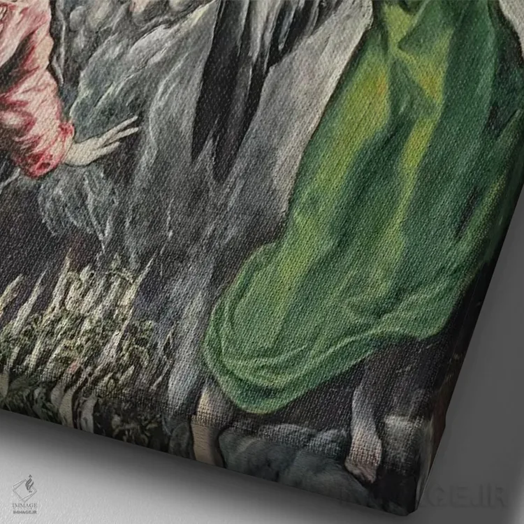 تابلو بشارت (موزه دل پرادو) اثر ال گرکو (نقاش یونانی-اسپانیایی) - نمای نزدیک بافت بوم