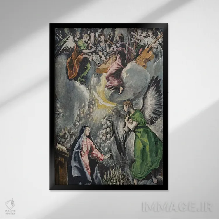 تابلو بشارت (موزه دل پرادو) اثر ال گرکو (نقاش یونانی-اسپانیایی) - نمای قابدار مشکی