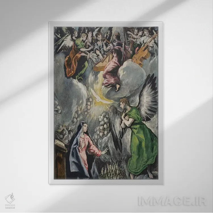 تابلو بشارت (موزه دل پرادو) اثر ال گرکو (نقاش یونانی-اسپانیایی) - نمای قابدار سفید