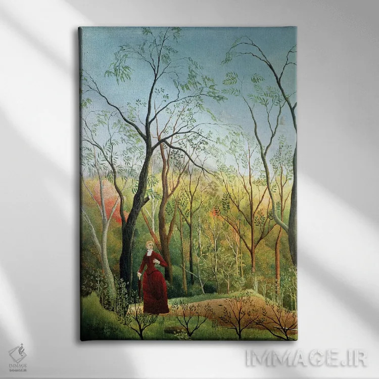 تابلو پیادهروی در جنگل، ۱۸۸۶-۱۸۹۰ اثر آنری روسو - نمای روبهرو روی دیوار