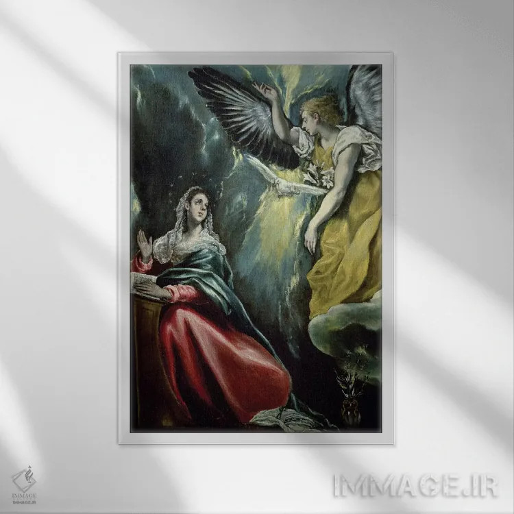 تابلو بشارت، حدود ۱۵۷۵ (مجموعه خصوصی) اثر ال گرکو (نقاش یونانی-اسپانیایی) - نمای قابدار سفید