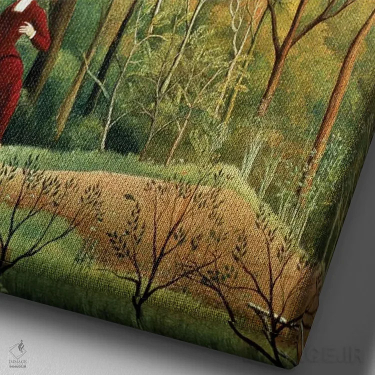 تابلو پیادهروی در جنگل، ۱۸۸۶-۱۸۹۰ اثر آنری روسو - نمای نزدیک بافت بوم