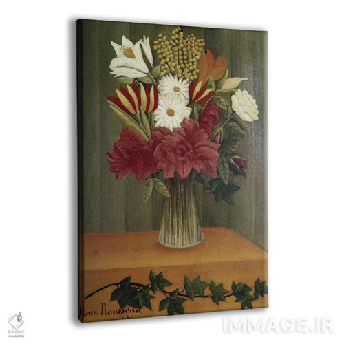 تابلو گلدان گلها اثر آنری روسو - نمای پرسپکتیو محصول
