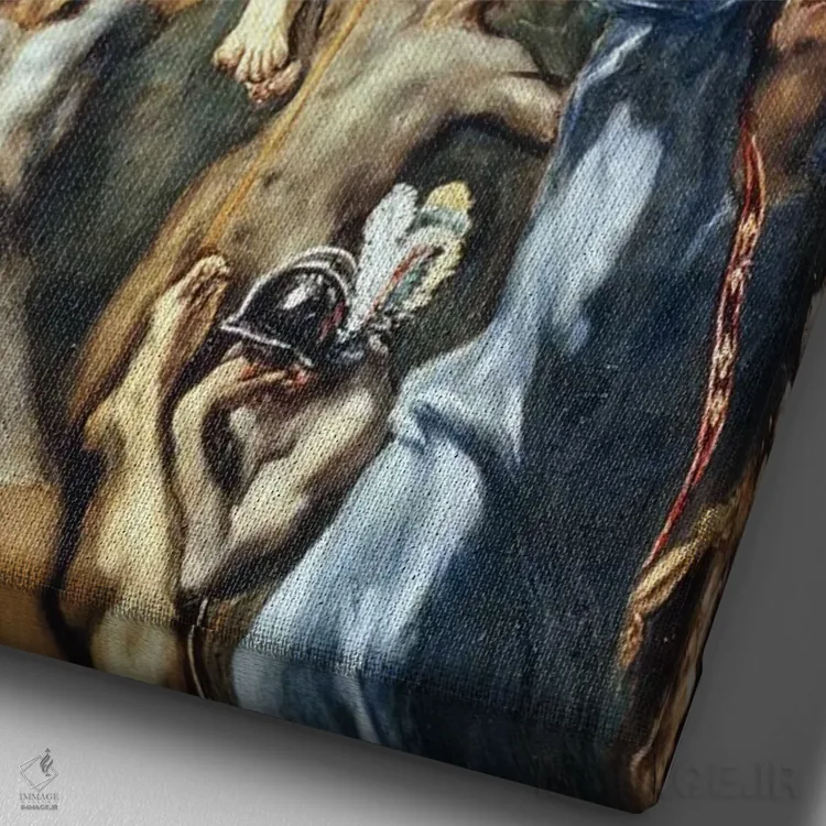 تابلو رستاخیز، ۱۵۸۴-۱۵۹۴ اثر ال گرکو (نقاش یونانی-اسپانیایی) - نمای نزدیک بافت بوم