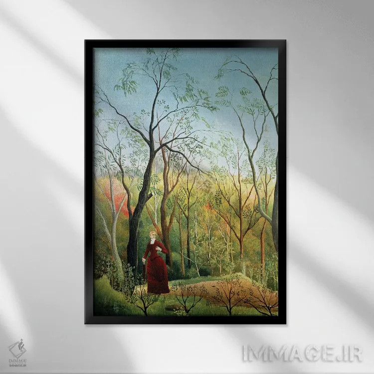 تابلو پیادهروی در جنگل، ۱۸۸۶-۱۸۹۰ اثر آنری روسو - نمای قابدار مشکی