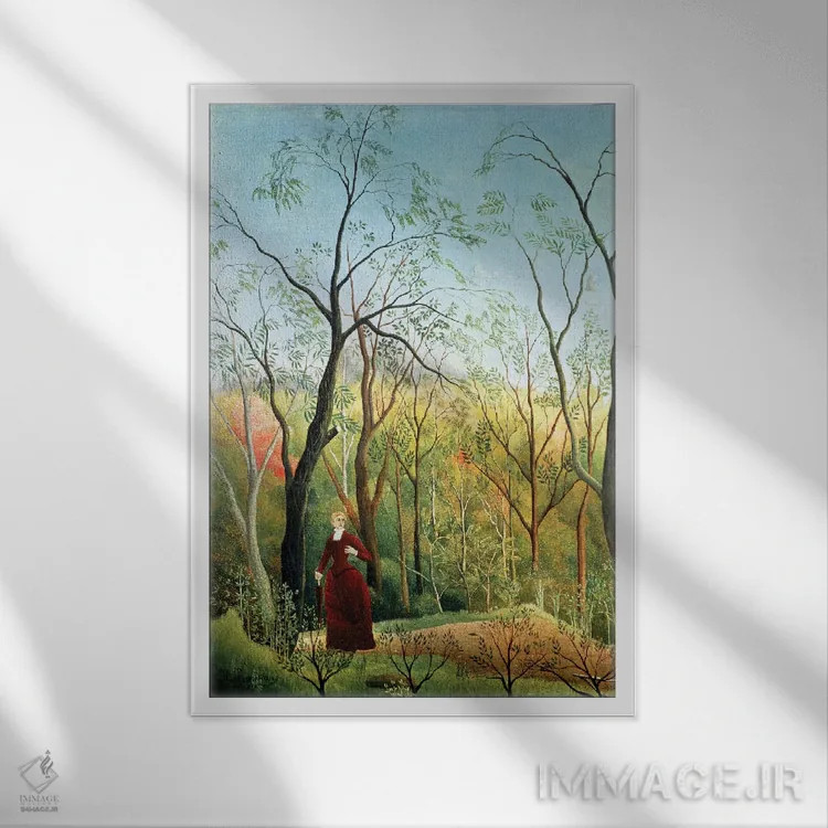 تابلو پیادهروی در جنگل، ۱۸۸۶-۱۸۹۰ اثر آنری روسو - نمای قابدار سفید