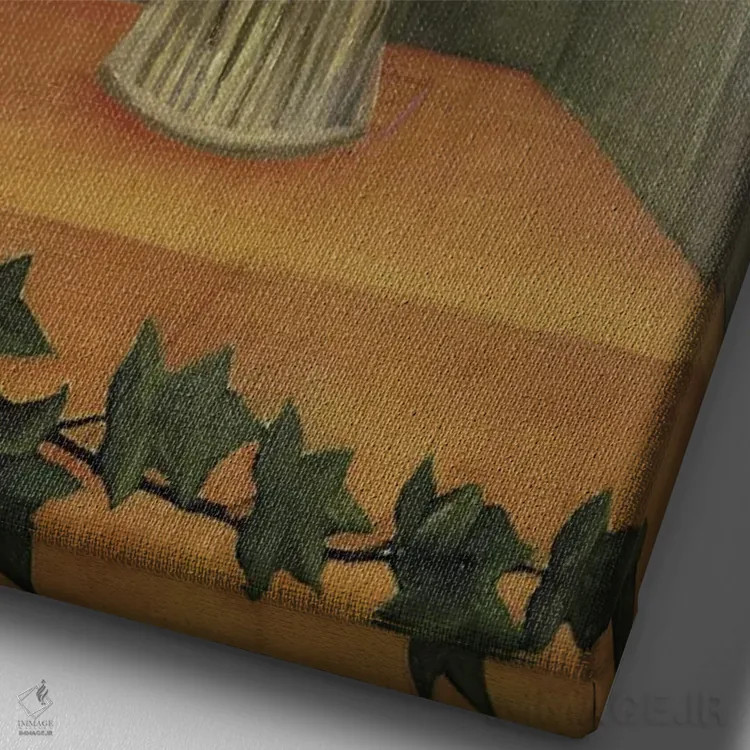 تابلو گلدان گلها اثر آنری روسو - نمای نزدیک بافت بوم