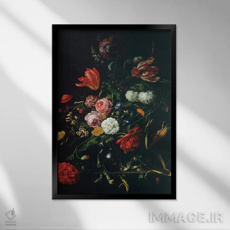 تابلو طبیعت بیجان اثر یان داویدز د هیم (نقاش هلندی) - نمای قابدار مشکی