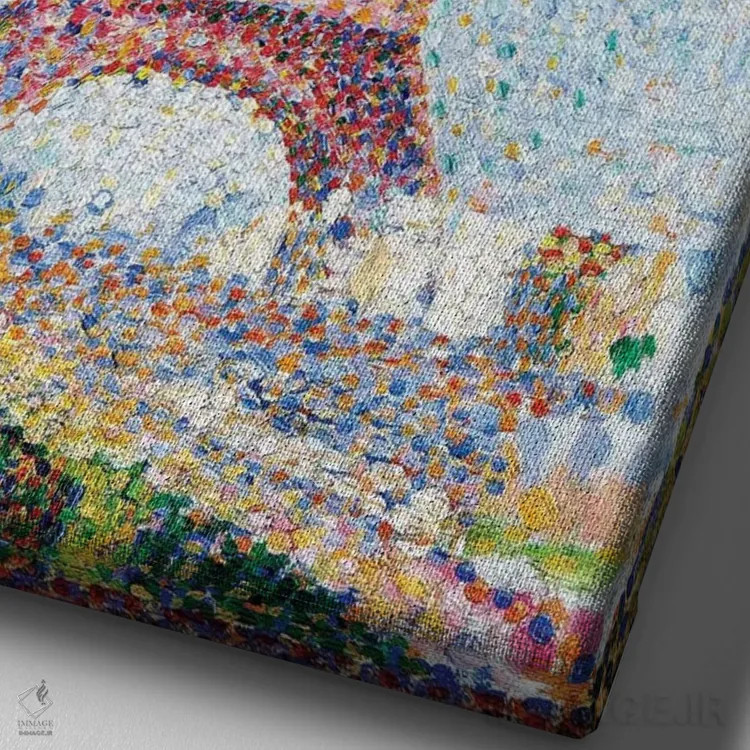 تابلو برج ایفل، ۱۸۸۹ اثر ژرژ سورا (نقاش نئوامپرسیونیست فرانسوی) - نمای نزدیک بافت بوم