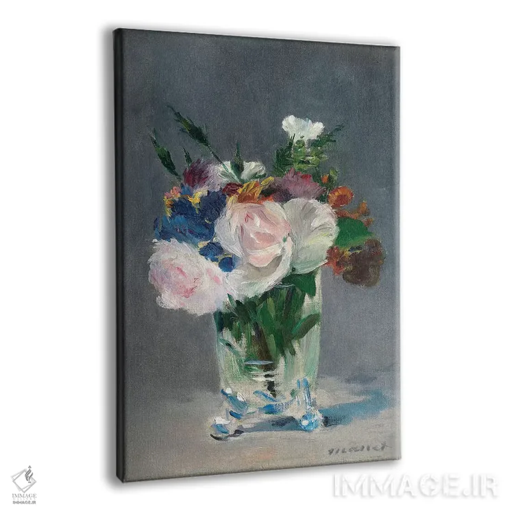 تابلو گلها در گلدان کریستالی، حدود ۱۸۸۲ اثر ادوارد مانه (نقاش معروف فرانسوی) - نمای پرسپکتیو محصول