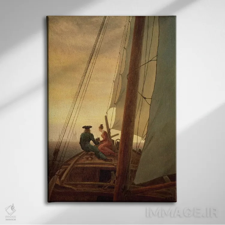 تابلو بر عرشه یک کشتی بادبانی، ۱۸۱۹ اثر کاسپار داوید فریدریش (نقاش رمانتیک آلمانی) - نمای روبهرو روی دیوار