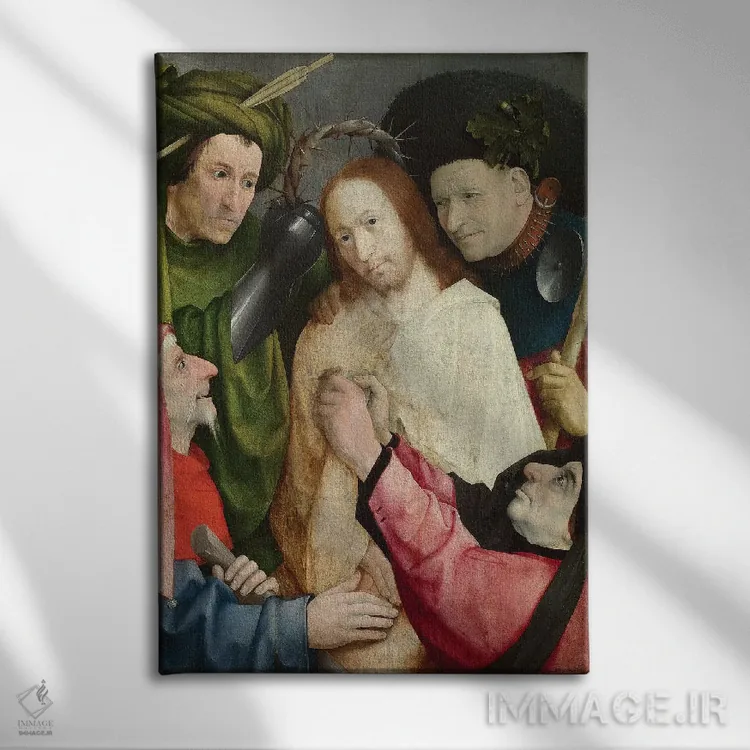 تابلو تمسخر مسیح (تاجگذاری با خار)، حدود ۱۴۹۰-۱۵۰۰ اثر هیرونیموس بوش - نمای روبهرو روی دیوار