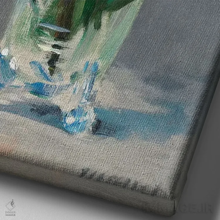 تابلو گلها در گلدان کریستالی، حدود ۱۸۸۲ اثر ادوارد مانه (نقاش معروف فرانسوی) - نمای نزدیک بافت بوم