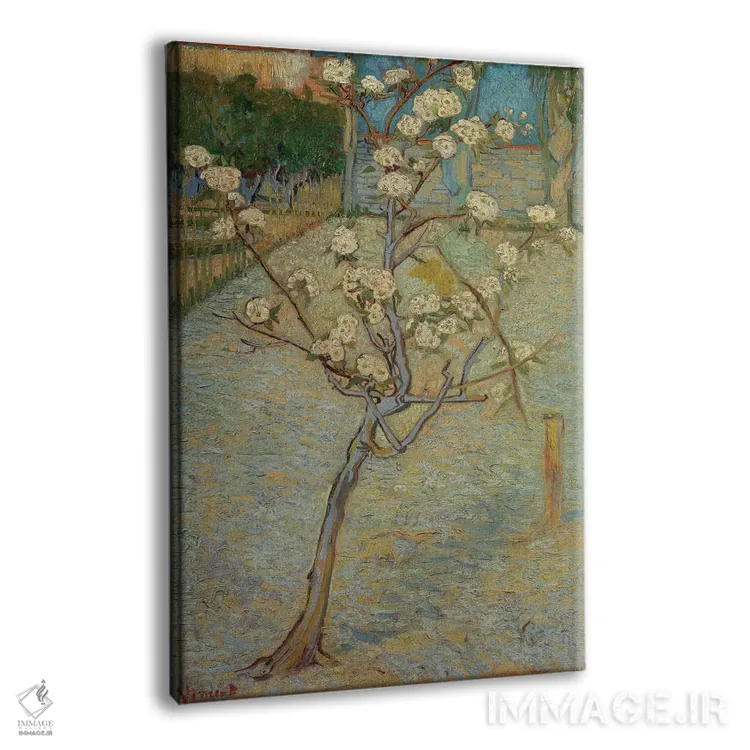 تابلو درختچه گلابی در شکوفه، ۱۸۸۸ اثر ونسان ون گوگ (نقاش مشهور هلندی پستامپرسیونیسم) - نمای پرسپکتیو محصول