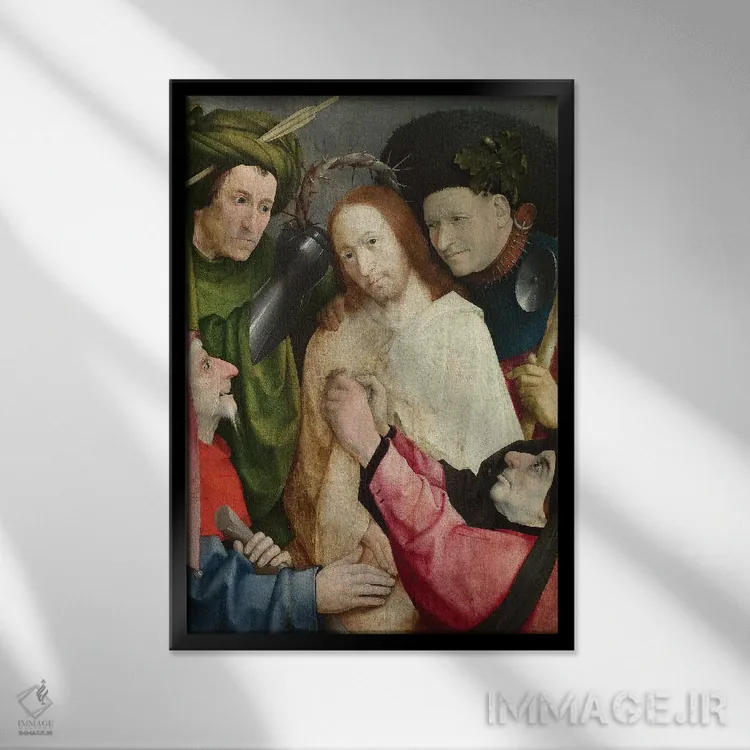 تابلو تمسخر مسیح (تاجگذاری با خار)، حدود ۱۴۹۰-۱۵۰۰ اثر هیرونیموس بوش - نمای قابدار مشکی