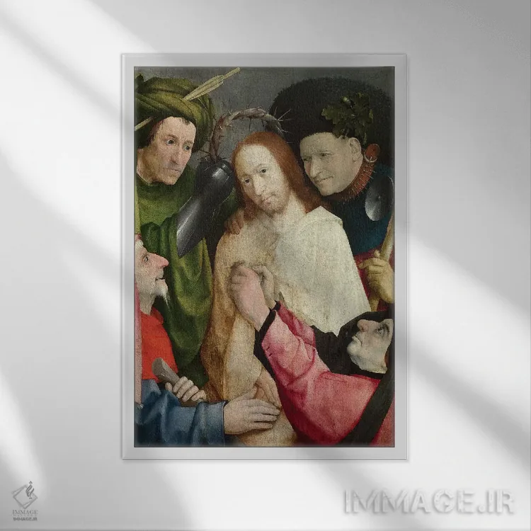 تابلو تمسخر مسیح (تاجگذاری با خار)، حدود ۱۴۹۰-۱۵۰۰ اثر هیرونیموس بوش - نمای قابدار سفید