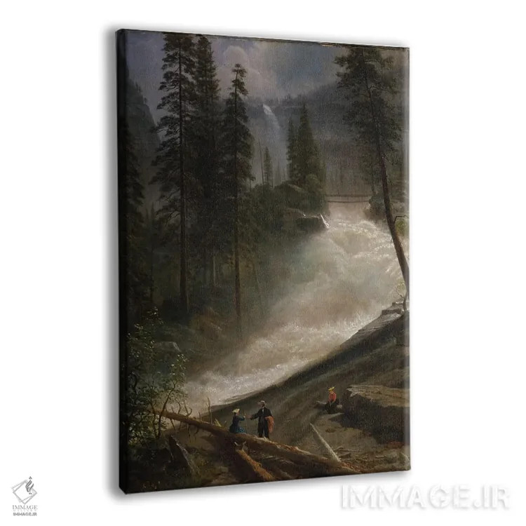 تابلو آبشار نوادا، یوسیمیتی، حدود ۱۸۷۲-۱۸۷۳ اثر آلبرت بیرشتات (نقاش منظره آمریکایی) - نمای پرسپکتیو محصول