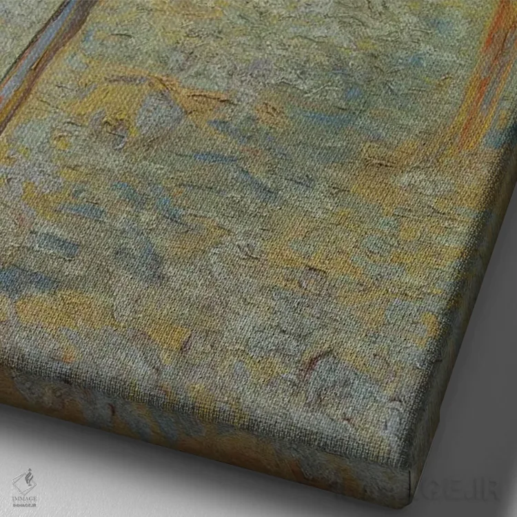 تابلو درختچه گلابی در شکوفه، ۱۸۸۸ اثر ونسان ون گوگ (نقاش مشهور هلندی پستامپرسیونیسم) - نمای نزدیک بافت بوم