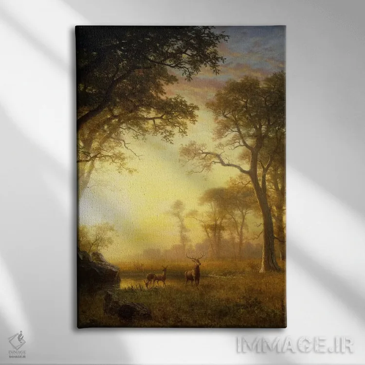 تابلو نور در جنگل اثر آلبرت بیرشتات (نقاش منظره آمریکایی) - نمای روبهرو روی دیوار