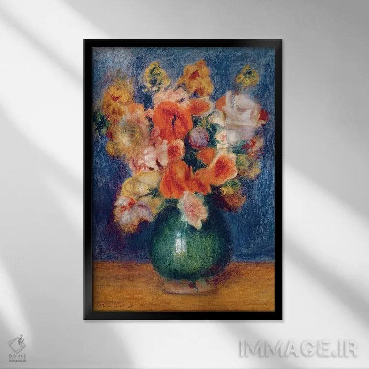 تابلو دسته گل، حدود ۱۹۰۰ اثر پیر-اوگوست رنوار - نمای قابدار مشکی