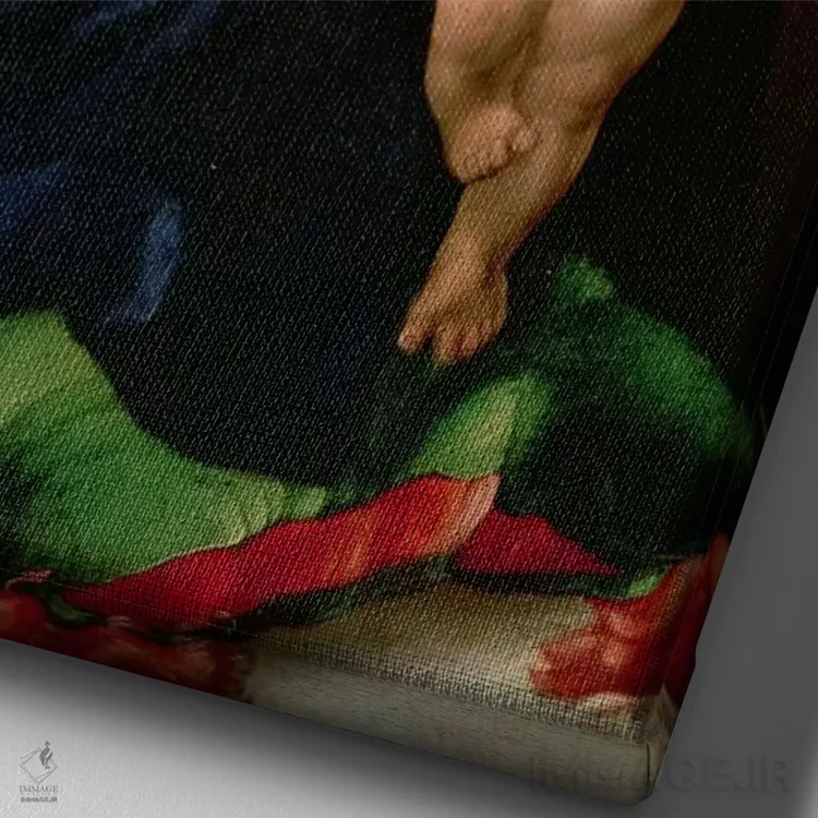 تابلو مریم مقدس و کودک (حدود ۱۴۹۶–۹۹) اثر آلبریشت دورر (نقاش آلمانی) - نمای نزدیک بافت بوم