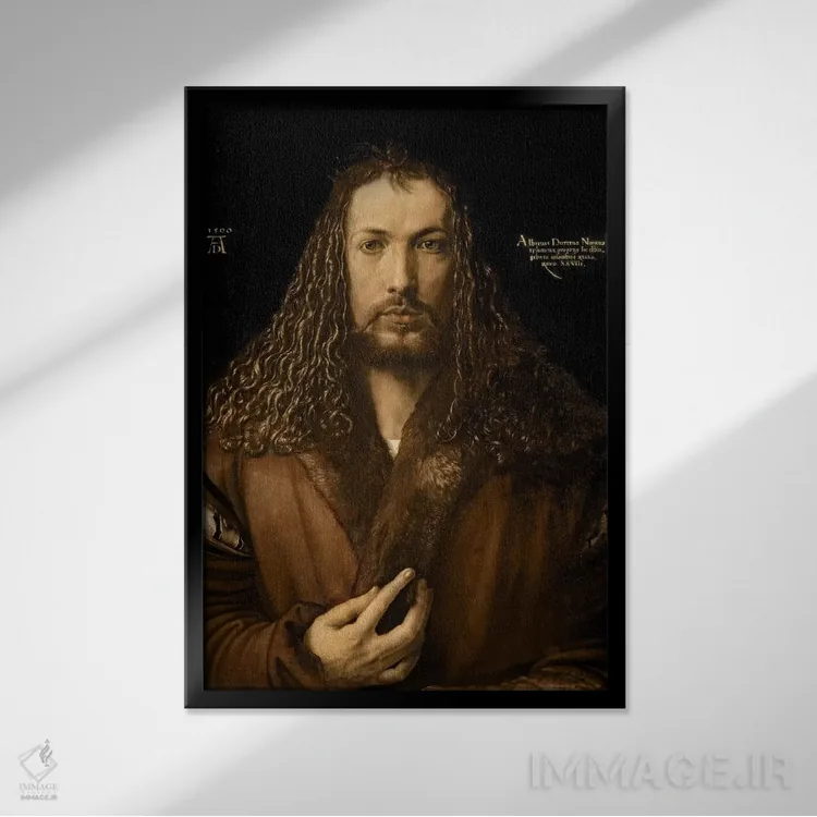 تابلو خودنگاره در سن بیستوهشت سالگی، ۱۵۰۰ اثر آلبریشت دورر (نقاش آلمانی) - نمای قابدار مشکی