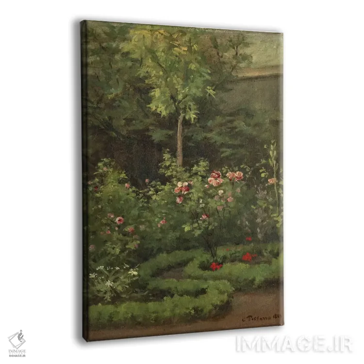 تابلو باغ گل رز، ۱۸۶۲ اثر کامی یِل پیسارو (نقاش فرانسوی امپرسیونیست) - نمای پرسپکتیو محصول