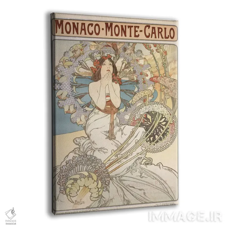 تابلو موناکو، مونت کارلو، ۱۸۹۷ اثر آلفونس موخا (هنرمند آرت نووی چک) - نمای پرسپکتیو محصول