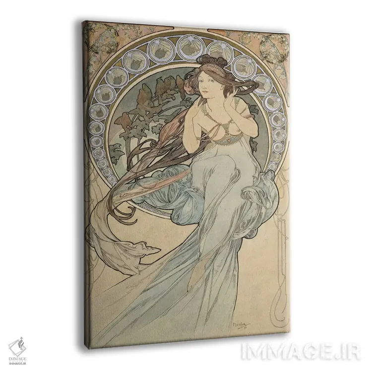 تابلو موسیقی، ۱۸۹۸ اثر آلفونس موخا (هنرمند آرت نووی چک) - نمای پرسپکتیو محصول