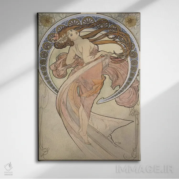 تابلو رقص، ۱۸۹۸ اثر آلفونس موخا (هنرمند آرت نووی چک) - نمای روبهرو روی دیوار