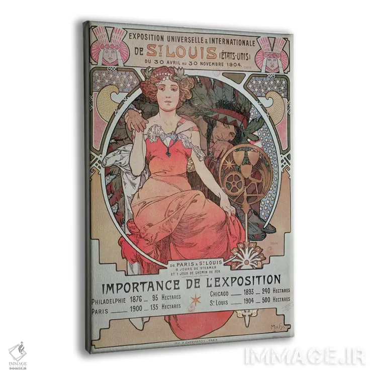 تابلو تبلیغ نمایشگاه جهانی ۱۹۰۴ (سنلوئیس، ایالات متحده) اثر آلفونس موخا (هنرمند آرت نووی چک) - نمای پرسپکتیو محصول
