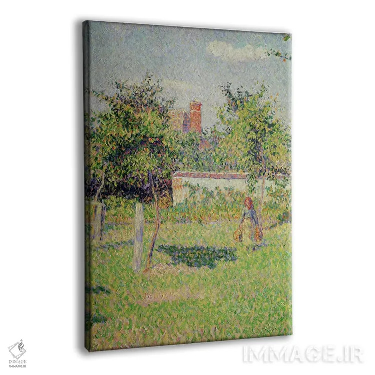 تابلو جزئیات مرکز، زن در چمنزار اراگنی، بهار، ۱۸۸۷ اثر کامی یِل پیسارو (نقاش فرانسوی امپرسیونیست) - نمای پرسپکتیو محصول