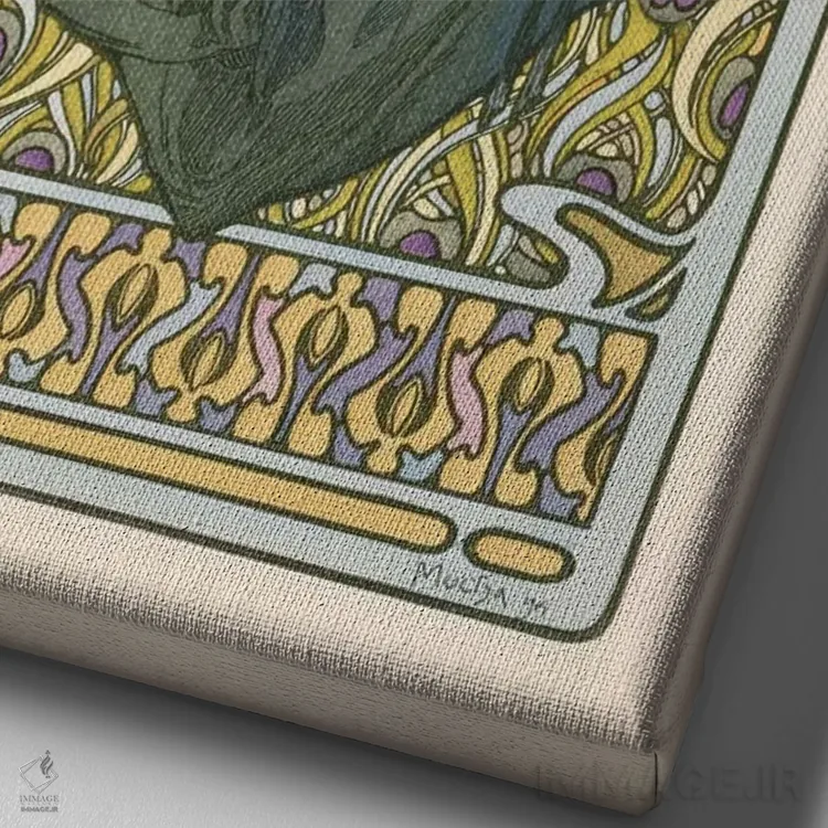 تابلو صفحه ۴۷ از اسناد دکوراتیو اثر آلفونس موخا (هنرمند آرت نووی چک) - نمای نزدیک بافت بوم