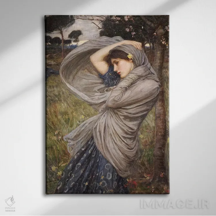 تابلو بوریاس، ۱۹۰۳ (اسطوره یونانی) اثر جان ویلیام واترهاوس (نقاش انگلیسی سبک پره-رافائلیت) - نمای روبهرو روی دیوار