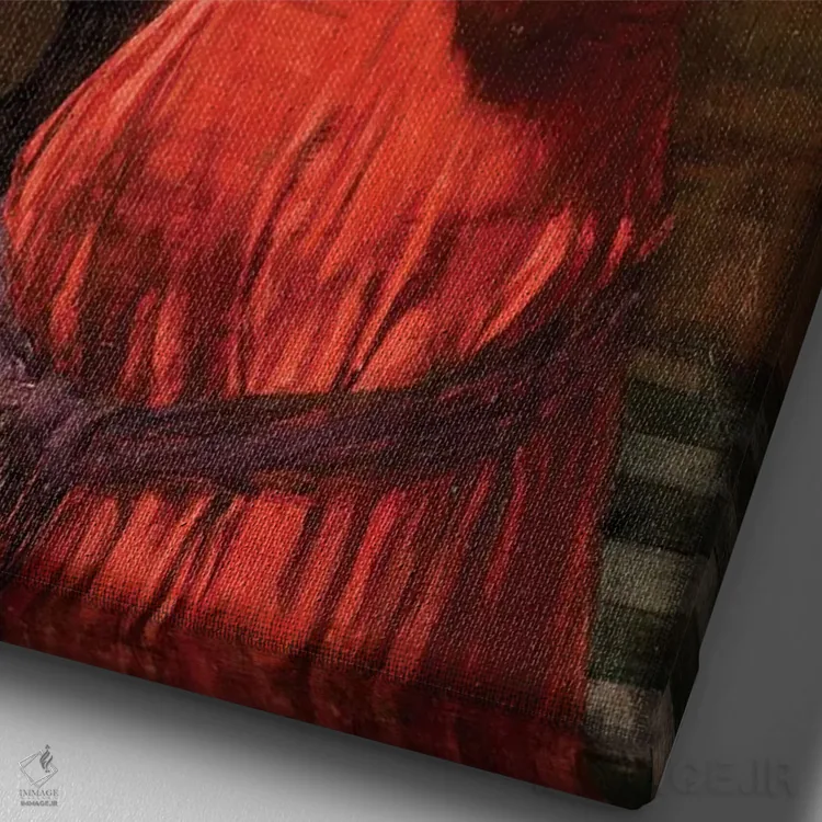 تابلو سرنوشت، ۱۹۰۰ اثر جان ویلیام واترهاوس (نقاش انگلیسی سبک پره-رافائلیت) - نمای نزدیک بافت بوم