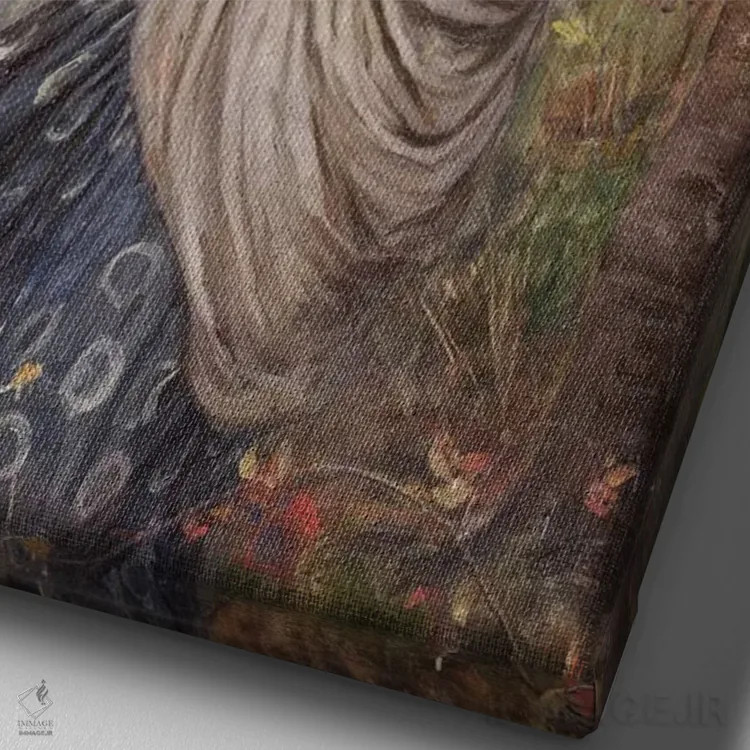 تابلو بوریاس، ۱۹۰۳ (اسطوره یونانی) اثر جان ویلیام واترهاوس (نقاش انگلیسی سبک پره-رافائلیت) - نمای نزدیک بافت بوم