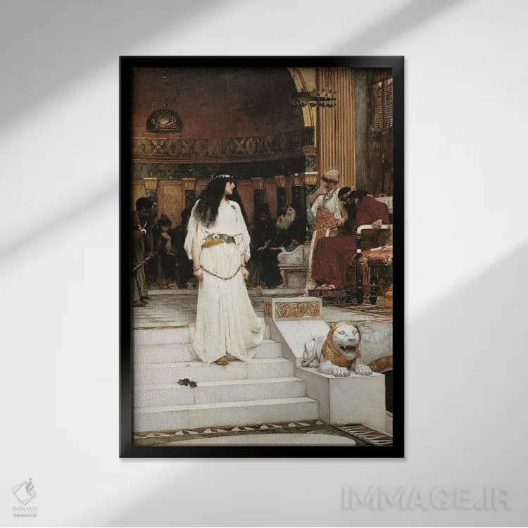 تابلو مریامنه، ۱۸۸۷ (نام تاریخی) اثر جان ویلیام واترهاوس (نقاش انگلیسی سبک پره-رافائلیت) - نمای قابدار مشکی