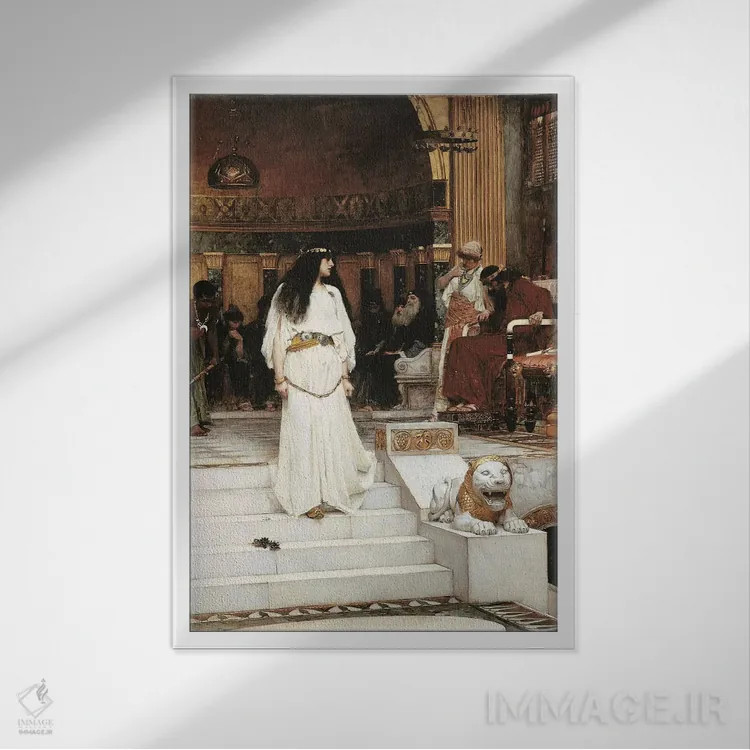 تابلو مریامنه، ۱۸۸۷ (نام تاریخی) اثر جان ویلیام واترهاوس (نقاش انگلیسی سبک پره-رافائلیت) - نمای قابدار سفید